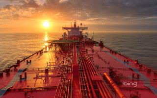 Large ship ocean sunset sun 2 - bascove free wallpaper