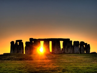 Sunset stonehenge grass field sky - sunrise free wallpaper