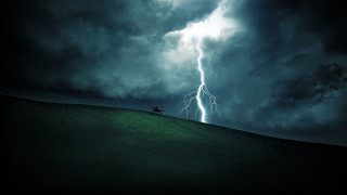 Lightning hill tree house stormy - stormy weather free wallpaper