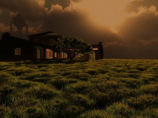 House field tree cloudy sky - a house in a field free wallpaper