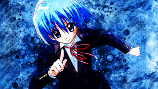 Anime blue hair pointing bubbles - blue hair free wallpaper