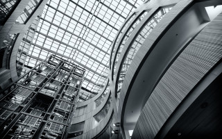 Black white building skylight spiral - a spiral staircase free wallpaper