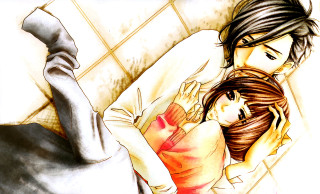 Man woman bed tile room - a bed together free wallpaper