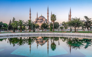 Large building pool trees blue - altoon sultan free wallpaper for desktop