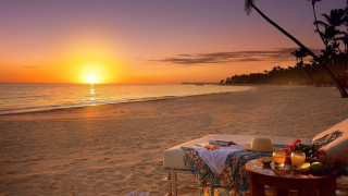 Table blanket hat beach sunset 2 - the sun free wallpaper