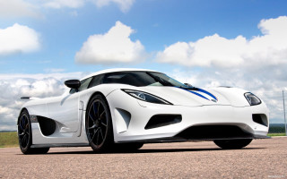 White sports car cloudy sky - white cloud free wallpaper