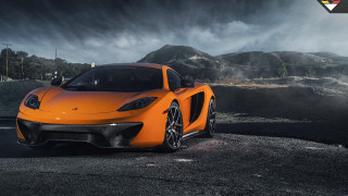 Bright orange sports car mountain - orange free wallpaper