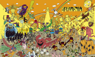 Cartoon group people field rainbow - a large group of people free wallpaper