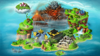 Fantasy island dragon creatures cartoon - 2 d game art free wallpaper