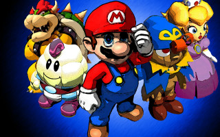 Mario bros cartoon group blue - cell free wallpaper