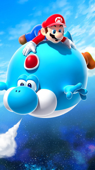 Mario flying sky constellation moon - free sci-fi wallpaper