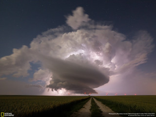 Cloud dirt road field night - a large cloud free wallpaper