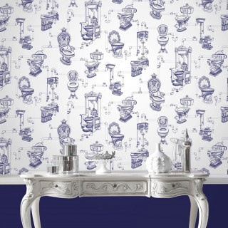 White table blue wallpaper blue - a flemish baroque free wallpaper