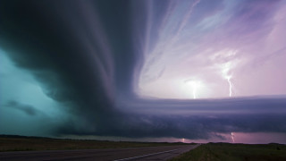 Storm cloud highway lightning distance - christopher moeller free wallpaper