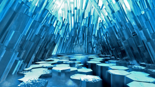 Blue glass blocks lighted ceiling - brazier free wallpaper