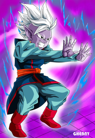 Cartoon man white hair blue - his hands out free wallpaper