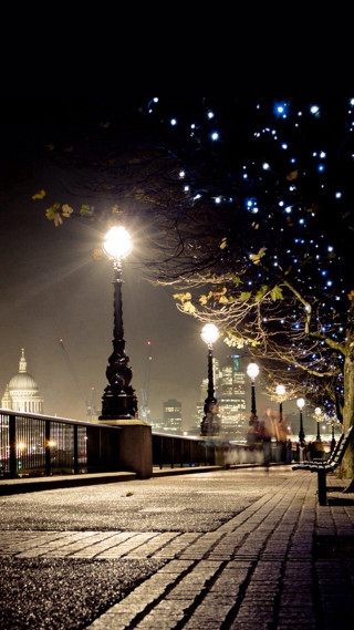 Streetlight cityscape night lights bridge - christopher wren free wallpaper
