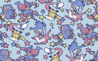 Blue background cartoon characters fun - color scheme free wallpaper