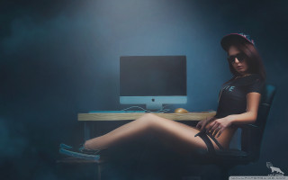 Woman sitting chair legs crossed 4 - a chair free wallpaper for desktop