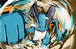 Blue orange pokemon character white - a brown border free wallpaper