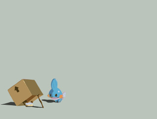 Blue bunny pushing box red - a box free wallpaper