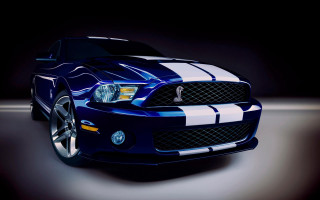 Blue mustang car white stripes 2 - hood hood free wallpaper