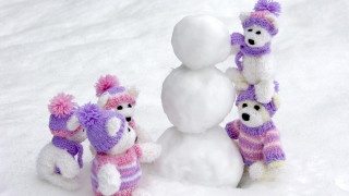 Stuffed animals snowman snow background - stuffed free wallpaper