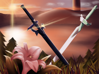 Sword flower castle sunset image - a sword and a sword free wallpaper