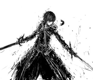 Drawing person sword black white - background free wallpaper