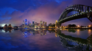 City skyline bridge water night 5 - a bridge over a body of water free wallpaper