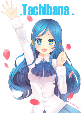 Girl blue hair white shirt 7 - her free wallpaper