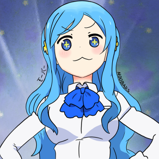 Cartoon girl blue hair bow - an anime drawing free wallpaper