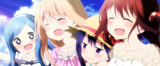 Girls group blue sky clouds 4 - behind them free wallpaper