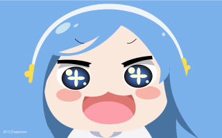 Cartoon girl blue hair wig - a cross free wallpaper