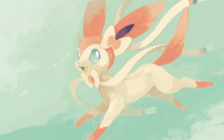 Pokemon flying blue background pink - green background free wallpaper