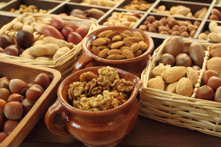 Variety nuts baskets table nuts - neoplasticism free wallpaper