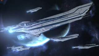 Futuristic ship space station planet - mass effect free wallpaper