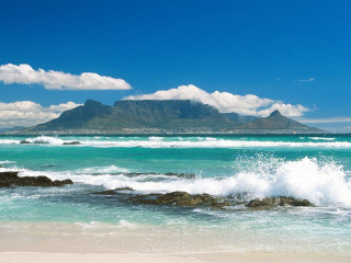 Beach mountain wave blue sky - ocean free wallpaper