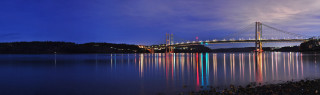 Bridge water night lights clouds 2 - a bridge free wallpaper
