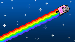 Pixelated rainbow cat mouse image - game art free wallpaper