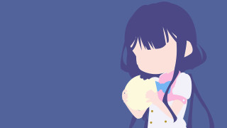 Woman holding cat blue background - a blue wall free wallpaper