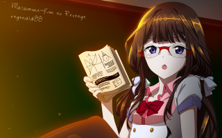 Girl holding book blackboard written - glass free wallpaper