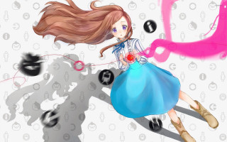 Girl flying long hair ball - a pink ribbon free wallpaper