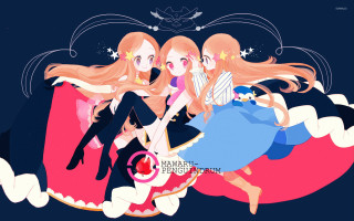 Three girls pink object blue - three girl free wallpaper