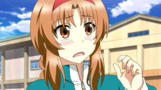 Girl blue jacket pointing building - aguri uchida free wallpaper