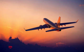 Jetliner flying cloudy sky sunset 2 - sunset free wallpaper