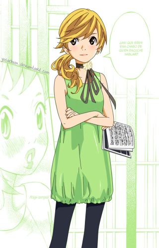 Girl green dress cat blonde - manga free wallpaper