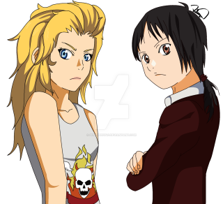 Man woman hands hips looking - an anime drawing free wallpaper