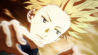 Blonde man pointing hand on - his right hand free wallpaper