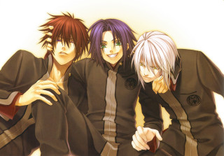 Anime guys posing for picture - a brown shirt free wallpaper